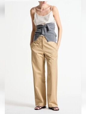 NWT Saintart Women's Nessa Mid-Rise Straight Leg Pant Sz S $275 Khaki
